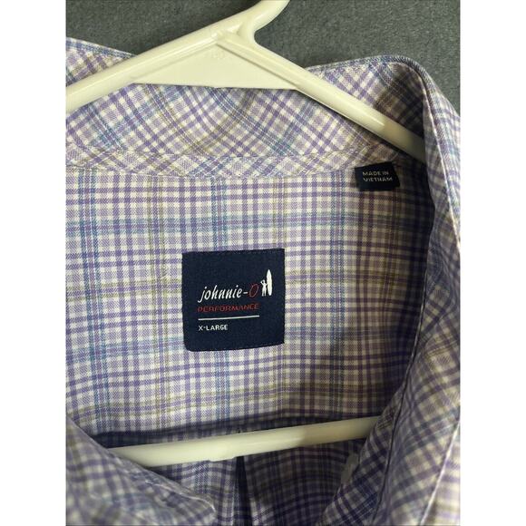 johnnie-O Performance Everest Button Up‎ Shirt Grape Plaid Size Extra Large - Picture 2 of 7